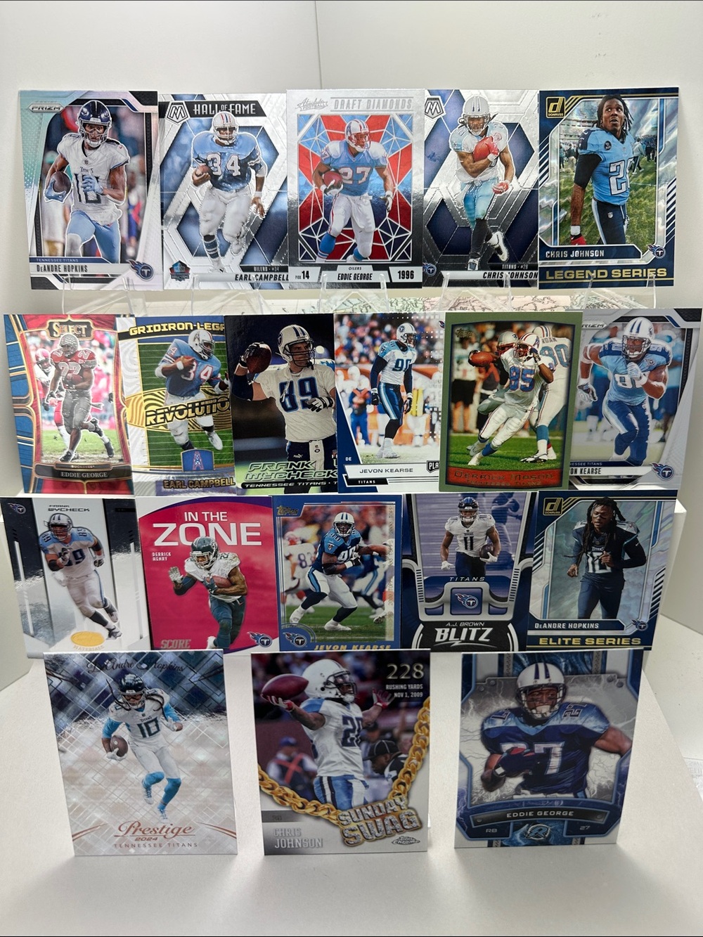 Titans Eddie George/Chris “2K” Johnson/Hopkins +Earl Campbell in lot of 19